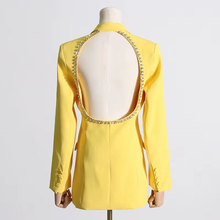 New Arrivals Dropshipping Hot Fashion and Sexy Crystal Beading Backless Slim Fit Blazer and Jacket for Women