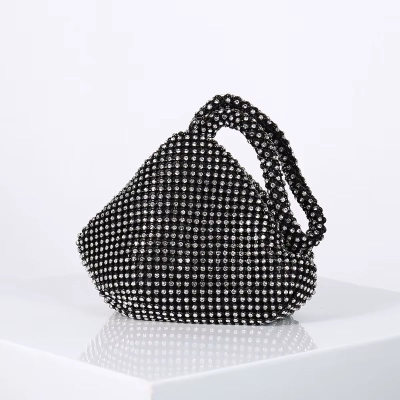 2022 New Women Lady Evening Party Crystal Handbag Strap Retro Bride Simple Zipper Small Elegant Dress Cocktail Bag Handbag
