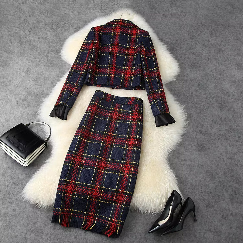 New Dropshipping Tweed Check 2024 Business Suits Set for Women