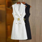 H3315 Kimshein Women Office Clothing Ladies Bodycon Blazer and Dress off Shoulder Show Slim with Gold Belt Elegant Casual Dress