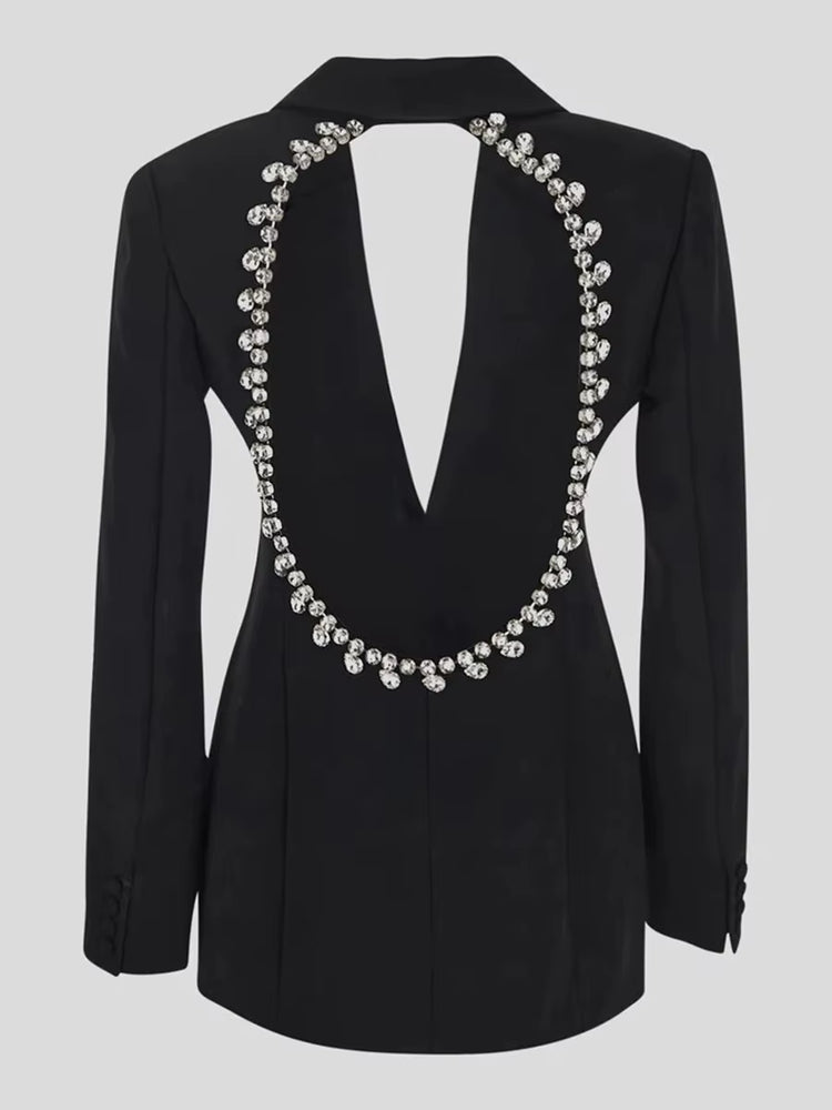 New Arrivals Dropshipping Hot Fashion and Sexy Crystal Beading Backless Slim Fit Blazer and Jacket for Women