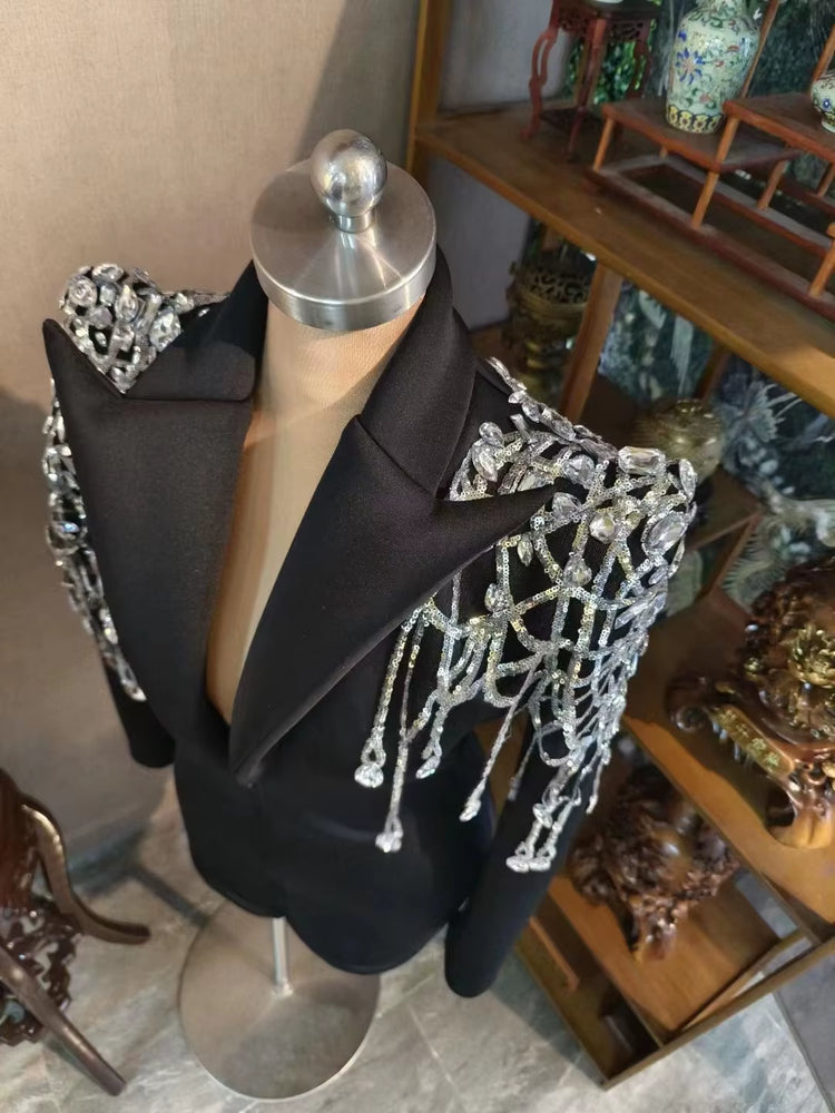 AD1727 Trendy Women Clothes Blazers Ladies Dresses Women Lady Elegant Rhinestone Sequin Fashion Clothes