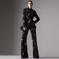 New Arrivals Dropshipping Fashion and Elegant Floral Printed Blazer and Flared Pants Suit Two-Piece Set Women