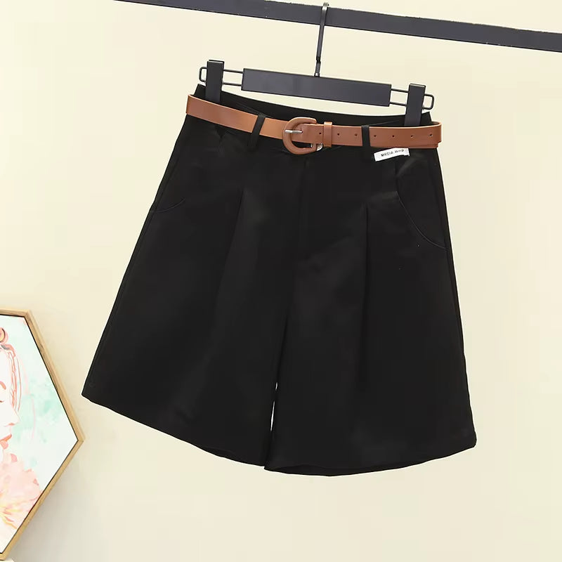 2024 Summer Slim-Looking Shorts with Belt Women&