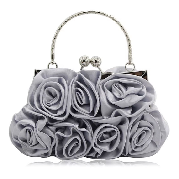 2022 New Women Lady Satin Flower Evening Party Cloth Handbag Bride Small Elegant Dress Cocktail Bag Handbag Clutchbag