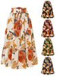 2025 Summer New Skirt Fashion Vacation Printed Folded Flower Elastic Waist Casual Long Women&