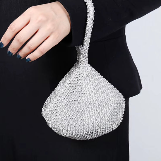 2022 New Women Lady Evening Party Crystal Handbag Strap Retro Bride Simple Zipper Small Elegant Dress Cocktail Bag Handbag