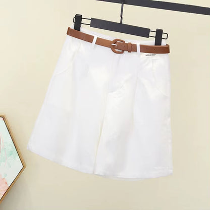 2024 Summer Slim-Looking Shorts with Belt Women&