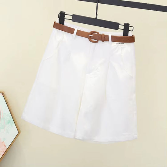 2024 Summer Slim-Looking Shorts with Belt Women&