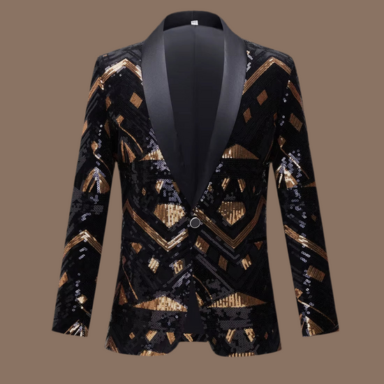 Blazer Pailleté Disco pour Homme Motif Triangulaire Scintillant
