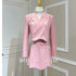 New Arrivals Dropshipping High Quality Hot Fashion and Elegant Crystal Beading Pink Short and Jacket Suits for Ladies