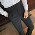 Stylish Business Pleated Suit Pants Trendy Fashion High Waist Casual Slim Fit Vintage Pencil Trousers for Male Office Dress 1 Pc