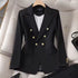 Women Lady Office Suit Coat Fashion Slim-Fitting Double-Breasted Long Sleeve Lapel Button Blazer Tops Jacket Coat