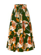 2025 Summer New Skirt Fashion Vacation Printed Folded Flower Elastic Waist Casual Long Women&