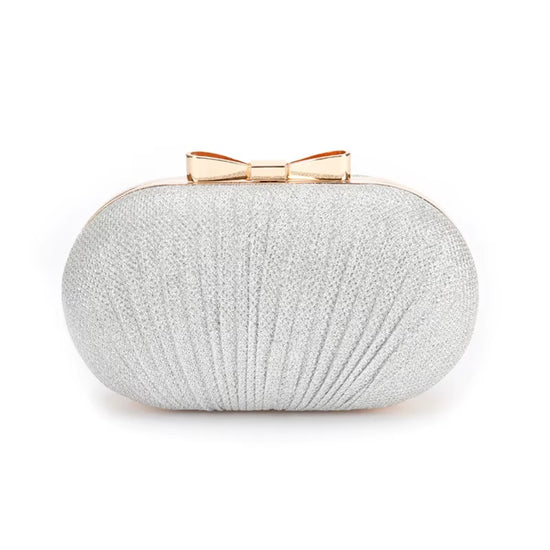 2022 New Women Lady Evening Party Oval Pleated Handbag Bride Small Elegant Dress Cocktail Chain Bag Handbag Clutchbag