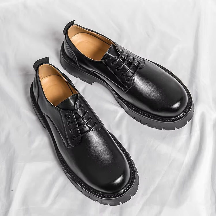 Thick Sole Height Increasing Classic Design Lace up Durable White Dress Shoes for Men