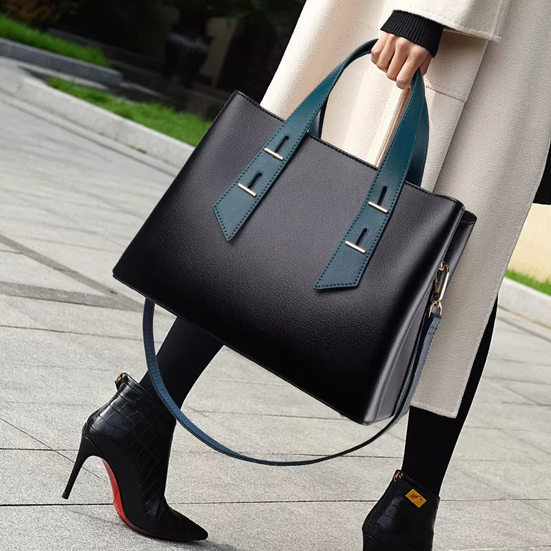 New Women Lady Big PU Handbag Casual High Capacity Fashion Shopping Shoulder Bag Simple Bags Handbag