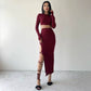 2025 Autumn New Pure Color Casual Long-Sleeved Neck Top Slim Strap Skirt Suit Short Length Tops Woman Suit