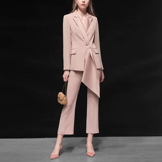 Ensemble Femme 2 Pièces Blazer Élégant et Pantalon Tailleur de Haute Qualité