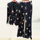 New Arrivals Dropshipping Fashion and Elegant Floral Printed Blazer and Flared Pants Suit Two-Piece Set Women
