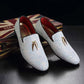 Size 38-48 Glitters Shining Material Slip on Durable Dress Shoes Comfortable Mens Formal White Shoes