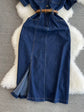 Retro Denim Dress for Women 2024 Summer New Collection Belt Slimming Short Sleeved Shirt Dress