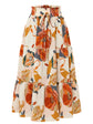 2025 Summer New Skirt Fashion Vacation Printed Folded Flower Elastic Waist Casual Long Women&
