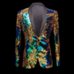 Nightclub Men Shiny Sequins Slim Fit Blazer Suit Jacket Suit