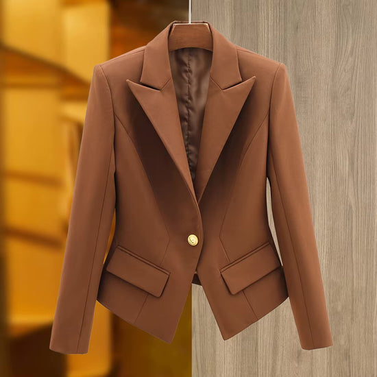 Blazer Femme à Col Mandarin Veste Élégante Double Boutonnage avec Broderies et Perles
