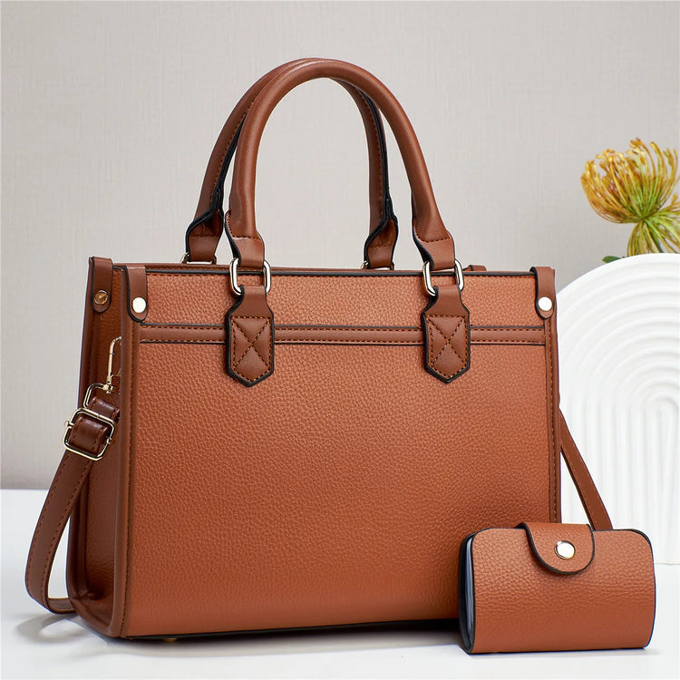 New Large Capacity Contrasting Color Simple Cross-Border Foreign Trade Western-Style Quality Portable Shoulder Bag Two-Piece Set