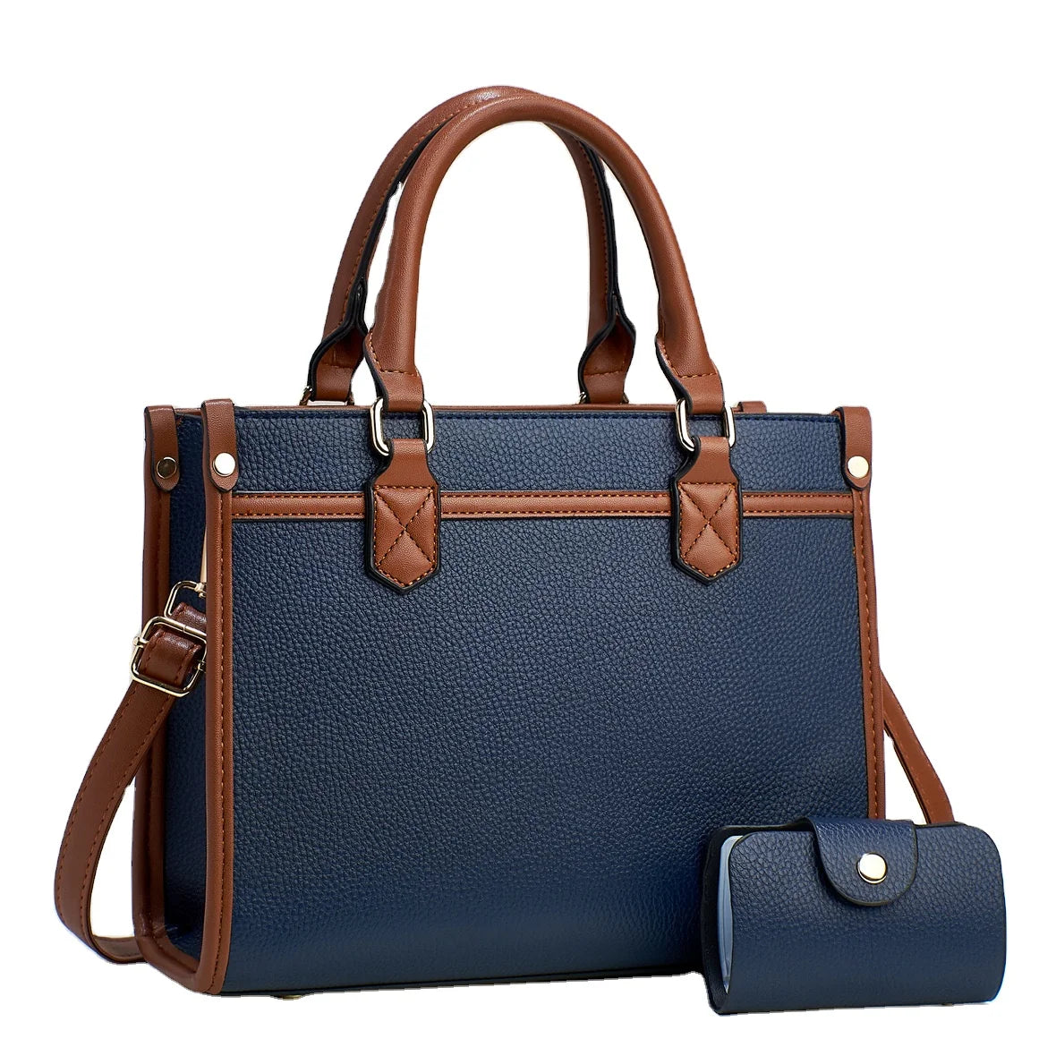 New Large Capacity Contrasting Color Simple Cross-Border Foreign Trade Western-Style Quality Portable Shoulder Bag Two-Piece Set