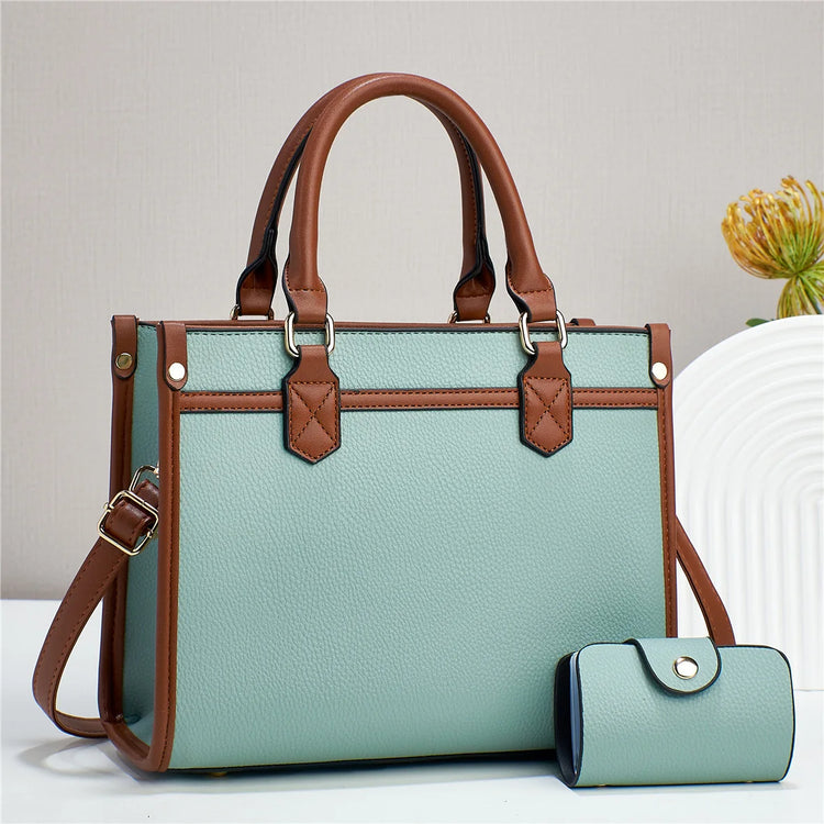 New Large Capacity Contrasting Color Simple Cross-Border Foreign Trade Western-Style Quality Portable Shoulder Bag Two-Piece Set