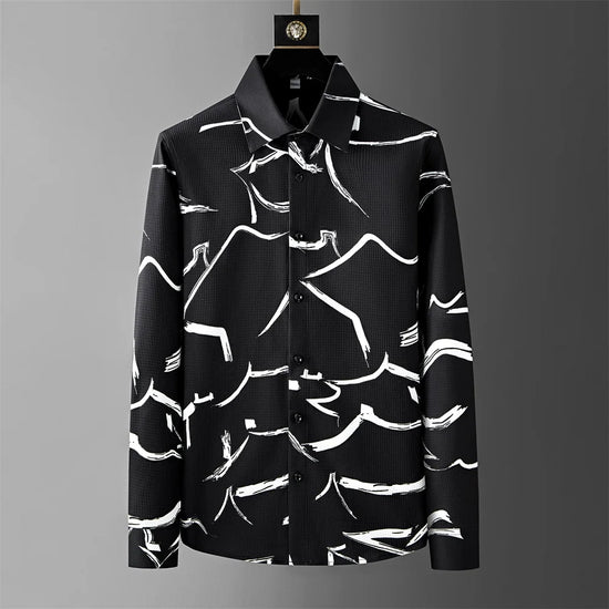 Chemise Homme Imprimée Style Britannique Élégance Décontractée