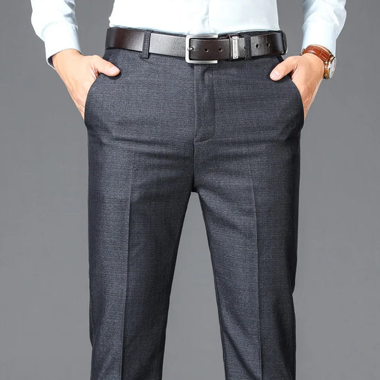 Pantalon Homme Élégant Business Casual Taille Haute