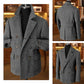 Veste Homme Blazer en Tweed à Chevrons Double Boutonnage Style Vintage