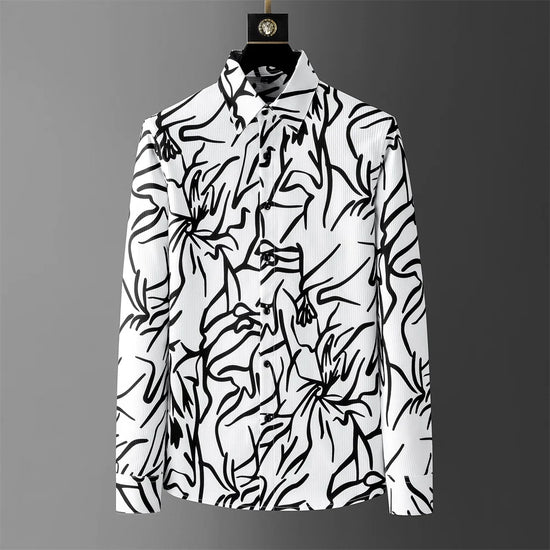 Chemise Homme Imprimée Artistique Élégance Décontractée