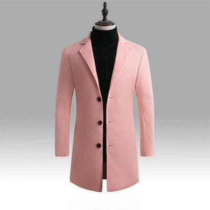 Manteau Homme Laine et Coton Épaissi – Slim Fit Mi-long Automne-Hiver