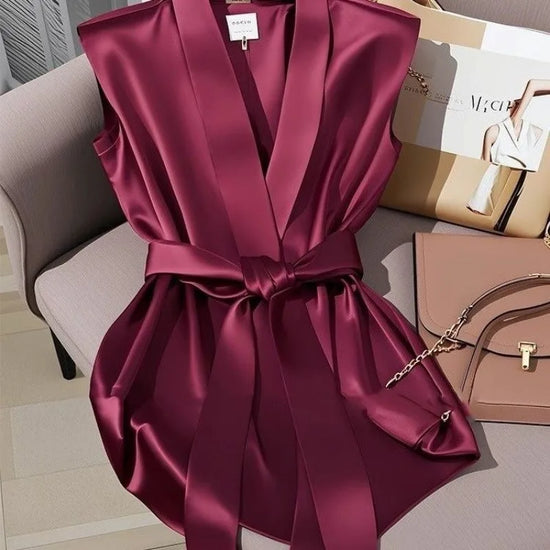 Robe Cardigan Sans Manches Élégante et Décontractée pour Femme