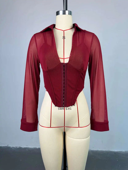 Chemise Élégante Femme Tunic Chic à Taille Haute