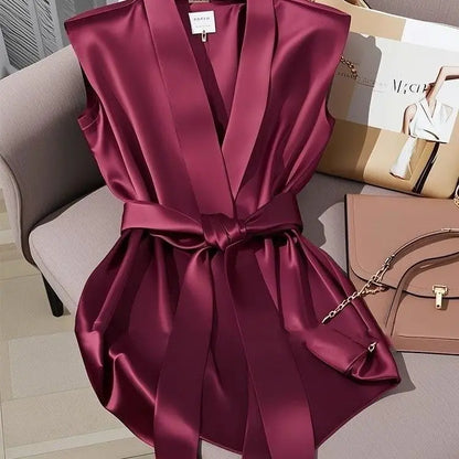 Robe Cardigan Sans Manches Élégante et Décontractée pour Femme