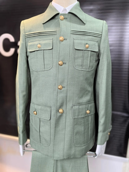 Costume Homme Élégant  Ensemble 2 Pièces Classique et Chic à Multiples Boutons et Poches