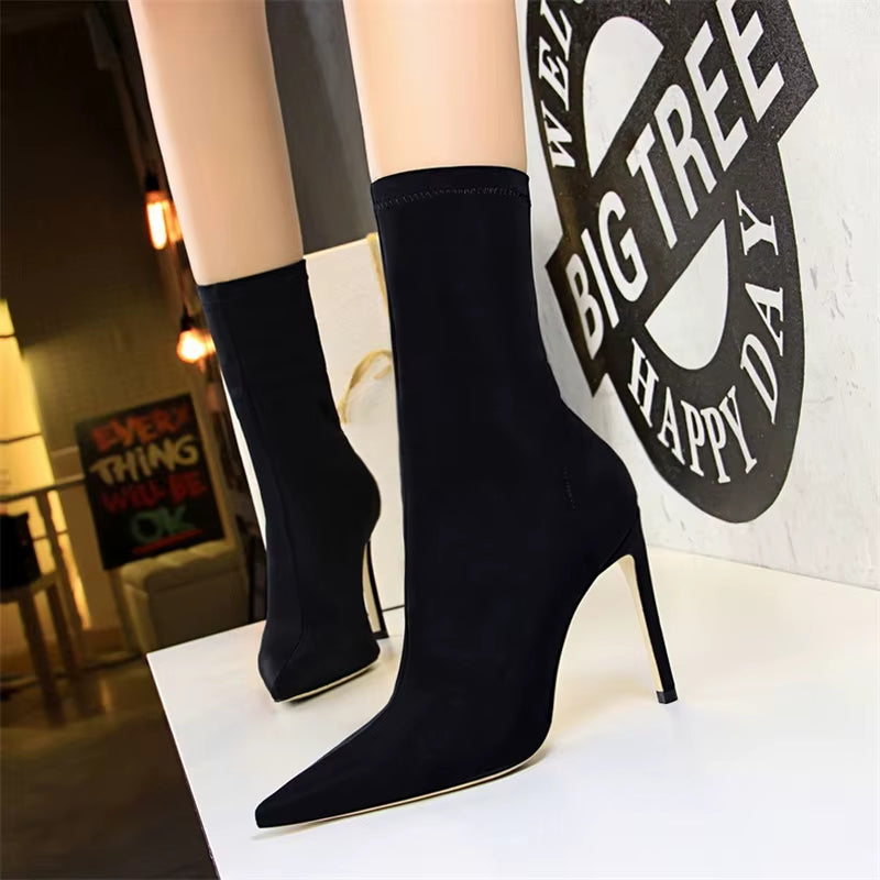Hot Selling 10CM Sexy Stilettos Heels Pointed Toe Shoes Satin Women&