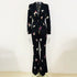 New Arrivals Dropshipping Fashion and Elegant Floral Printed Blazer and Flared Pants Suit Two-Piece Set Women