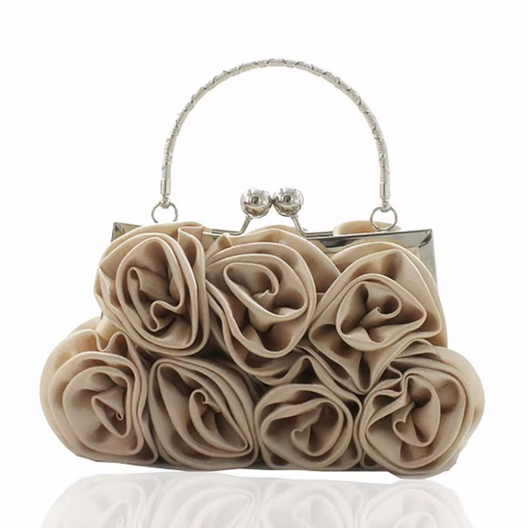 2022 New Women Lady Satin Flower Evening Party Cloth Handbag Bride Small Elegant Dress Cocktail Bag Handbag Clutchbag