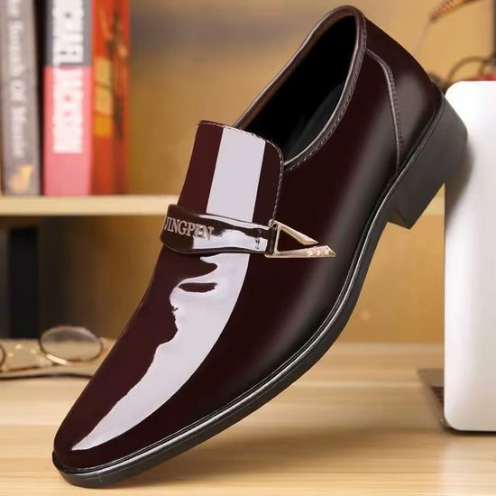 Plus Size Mens Pu Leather Shoes Trendy Business Dress British Breathable Interior Height Increase round Toe Set Mens Shoes