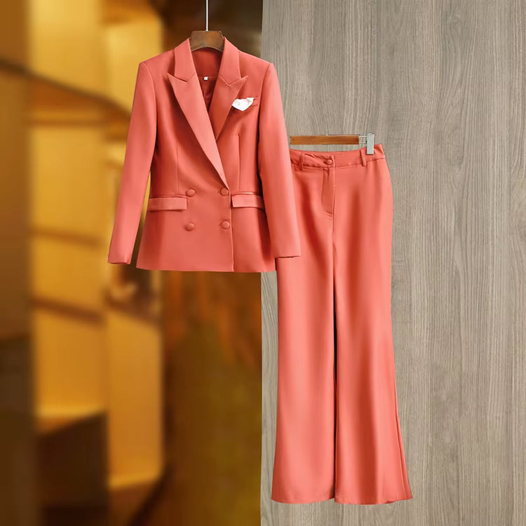 New Arrivals Dropshipping High Quality Two-Piece Blazer and Loose Wide Leg Pants Two Piece Suit for Women