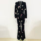 New Arrivals Dropshipping Fashion and Elegant Floral Printed Blazer and Flared Pants Suit Two-Piece Set Women