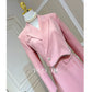 New Arrivals Dropshipping High Quality Hot Fashion and Elegant Crystal Beading Pink Short and Jacket Suits for Ladies