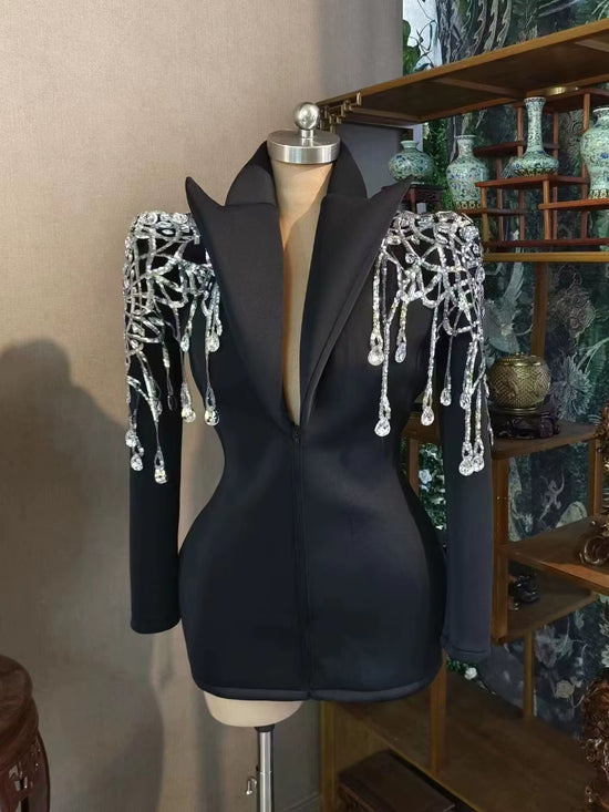 AD1727 Trendy Women Clothes Blazers Ladies Dresses Women Lady Elegant Rhinestone Sequin Fashion Clothes