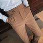 Stylish Business Pleated Suit Pants Trendy Fashion High Waist Casual Slim Fit Vintage Pencil Trousers for Male Office Dress 1 Pc